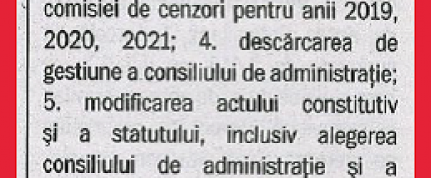 Convocator pentru adunarea generală a Obştii Moşnenilor Voineşari – 22 sau 29 octombrie 2022